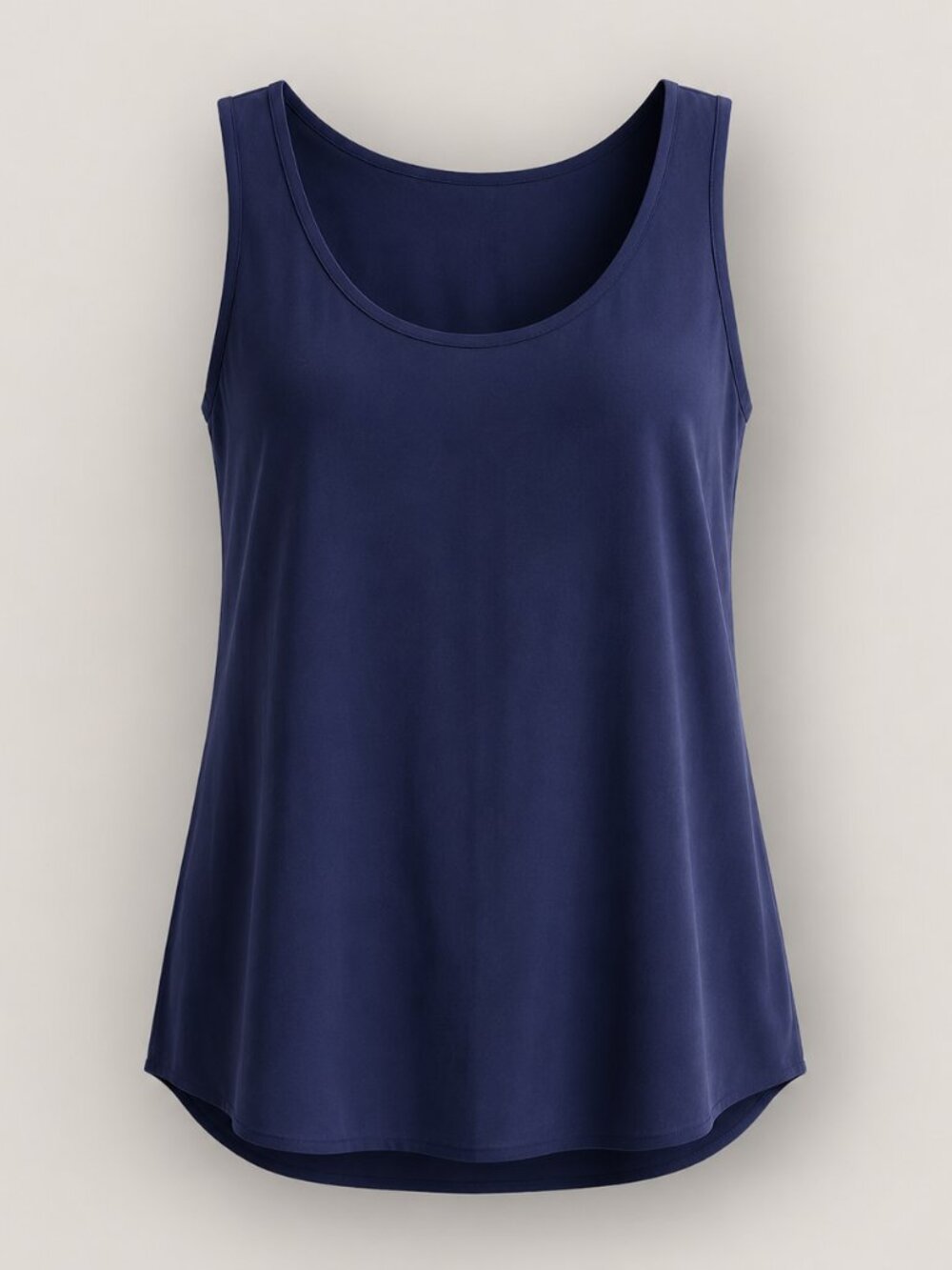 Eileen Fisher 100% Silk Navy Blue Sleeveless Tunic Tank Top M Medium